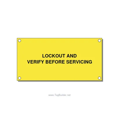 4.0x2.0" Lockout Tagout Label - LOCKOUT AND VERIFY BEFORE, Black/Yellow, Holes thumbnail