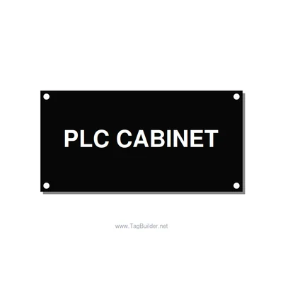 4.0x2.0" Safety Label - PLC CABINET, White/Black, Holes thumbnail