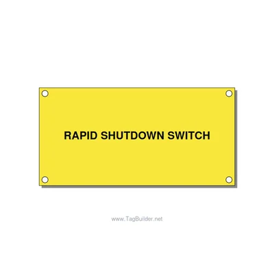 4.0x2.0" Safety Label - RAPID SHUTDOWN SWITCH, Black/Yellow, Holes thumbnail