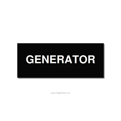 5.0x2.0" Generator Equipment Label - GENERATOR, White/Black, Adhesive thumbnail