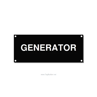 5.0x2.0" Generator Equipment Label - GENERATOR, White/Black, Holes thumbnail