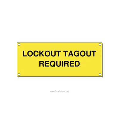 5.0x2.0" Lockout Tagout Label - LOCKOUT TAGOUT REQUIRED, Black/Yellow, Holes thumbnail