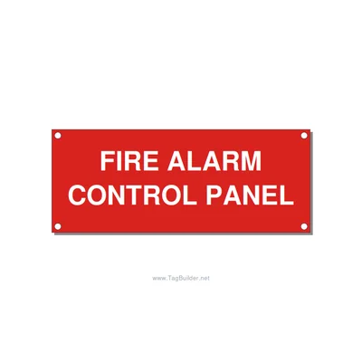 5.0x2.0" Panel Identification Label - FIRE ALARM CONTROL PANEL, White/Red, Holes thumbnail