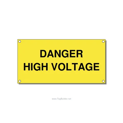 5.0x2.5" High Voltage Warning Sign - DANGER HIGH VOLTAGE, Black/Yellow, Holes thumbnail