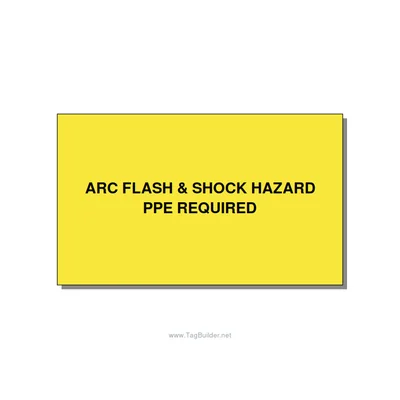 5.0x3.0" Arc Flash Safety Label - ARC FLASH & SHOCK HAZARD , Black/Yellow, Adhes thumbnail