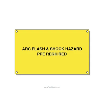 5.0x3.0" Arc Flash Safety Label - ARC FLASH & SHOCK HAZARD , Black/Yellow, Holes thumbnail