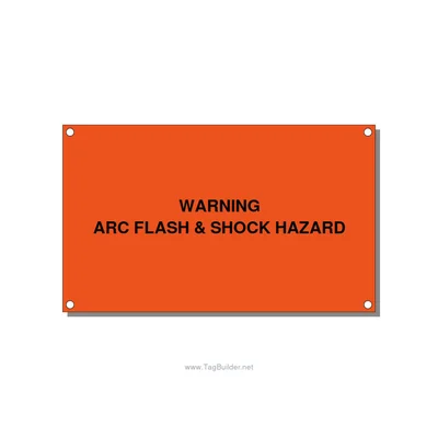 5.0x3.0" Arc Flash Safety Label - WARNING ARC FLASH & SHOCK, Black/Orange, Holes thumbnail