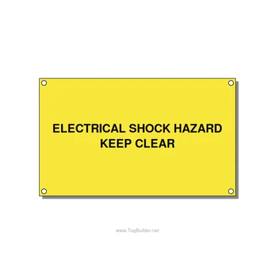 5.0x3.0" Electrical Safety Label - ELECTRICAL SHOCK HAZARD K, Black/Yellow, Hole thumbnail