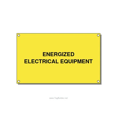 5.0x3.0" Electrical Safety Label - ENERGIZED ELECTRICAL EQUI, Black/Yellow, Hole thumbnail