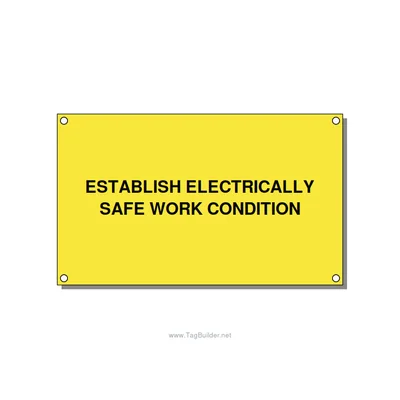 5.0x3.0" Electrical Safety Label - ESTABLISH ELECTRICALLY SA, Black/Yellow, Hole thumbnail