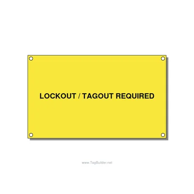 5.0x3.0" Lockout Tagout Label - LOCKOUT / TAGOUT REQUIRED, Black/Yellow, Holes thumbnail