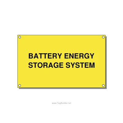 5.0x3.0" Safety Label - BATTERY ENERGY STORAGE SY, Black/Yellow, Holes thumbnail