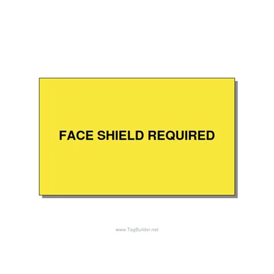 5.0x3.0" Safety Label - FACE SHIELD REQUIRED, Black/Yellow, Adhesive thumbnail