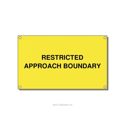 5.0x3.0" Safety Label - RESTRICTED APPROACH BOUND, Black/Yellow, Holes thumbnail