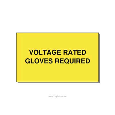 5.0x3.0" Safety Label - VOLTAGE RATED GLOVES REQU, Black/Yellow, Adhesive thumbnail
