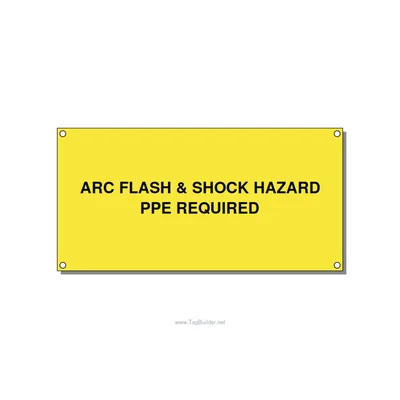 6.0x3.0" Arc Flash Safety Label - ARC FLASH & SHOCK HAZARD , Black/Yellow, Holes thumbnail