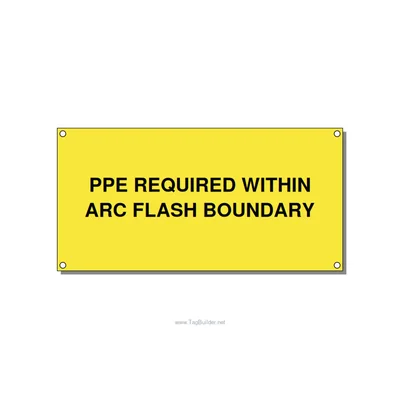 6.0x3.0" Arc Flash Safety Label - PPE REQUIRED WITHIN ARC F, Black/Yellow, Holes thumbnail