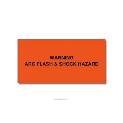 6.0x3.0" Arc Flash Safety Label - WARNING ARC FLASH & SHOCK, Black/Orange, Adhes thumbnail
