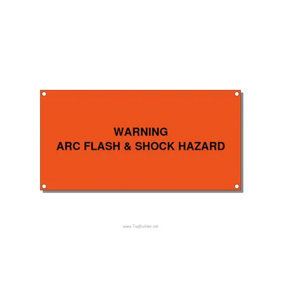 6.0x3.0" Arc Flash Safety Label - WARNING ARC FLASH & SHOCK, Black/Orange, Holes thumbnail