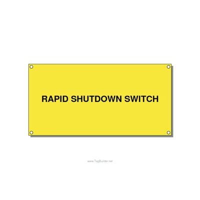 6.0x3.0" Safety Label - RAPID SHUTDOWN SWITCH, Black/Yellow, Holes thumbnail