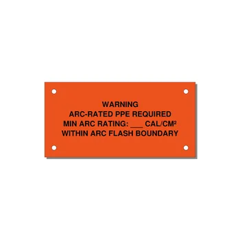 WARNING / ARC-RATED PPE REQUIRED / MIN ARC RATING: ___ CAL/CM² / WITHIN ARC FLASH BOUNDARY Engraved Label – 4" × 2" Black on Orange