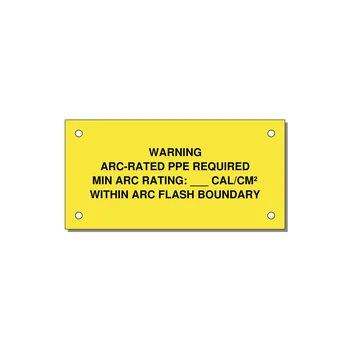 WARNING / ARC-RATED PPE REQUIRED / MIN ARC RATING: ___ CAL/CM² / WITHIN ARC FLASH BOUNDARY Engraved Label – 4" × 2" Black on Yellow