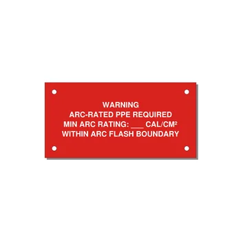 WARNING / ARC-RATED PPE REQUIRED / MIN ARC RATING: ___ CAL/CM² / WITHIN ARC FLASH BOUNDARY Engraved Label – 4" × 2" White on Red