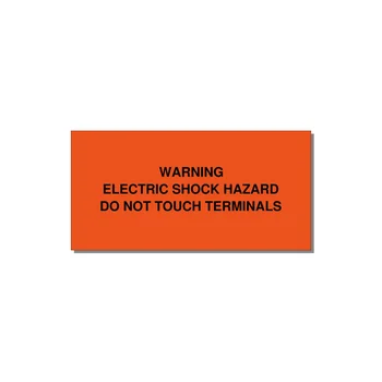 Electric Shock Hazard - Terminals — 4x2" Black on Orange, Adhesive