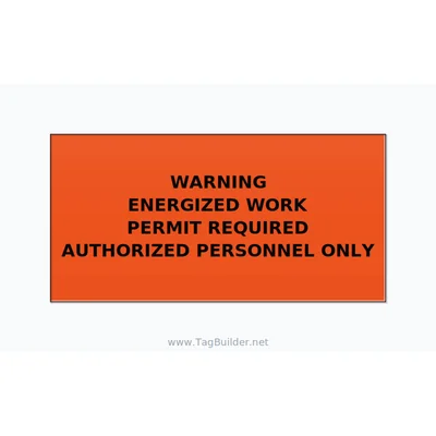 Energized Work Permit Required Label — 4x2 Holes thumbnail