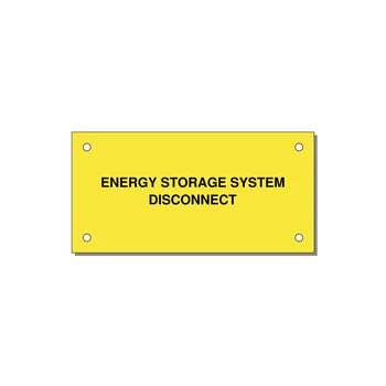 Energy Storage System Disconnect — 4x2" Black on Yellow, Holes