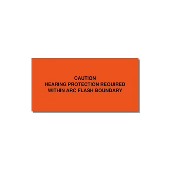 CAUTION / HEARING PROTECTION REQUIRED / WITHIN ARC FLASH BOUNDARY Engraved Label – 4" × 2" Black on Orange