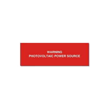 PV Conduit Warning Label — 3x1" White on Red, Adhesive