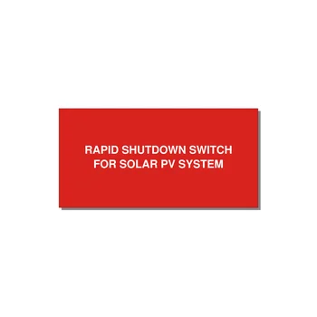 Rapid Shutdown Switch Label - Solar PV — 4x2" White on Red, Adhesive