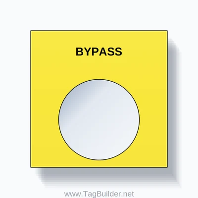 BYPASS Push Button Legend Plate – 22mm Black on Yellow