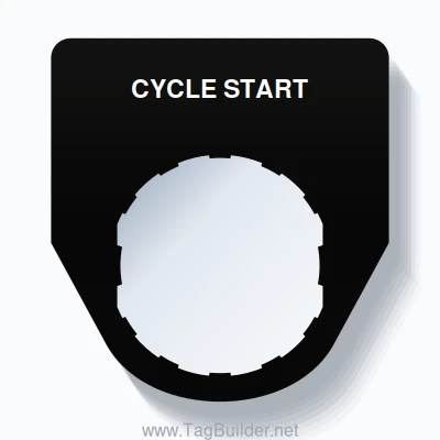 CYCLE START Push Button Legend Plate – 22mm White on Black (Schneider ...
