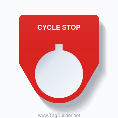 CYCLE STOP Push Button Legend Plate – 22mm White on Red (Allen-Bradley ...