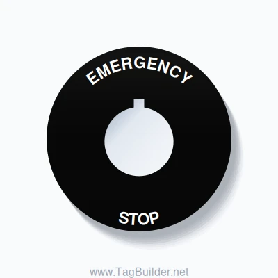 22mm Ring Tag – EMERGENCY STOP, Single-Line 60mm Round, Allen-Bradley ...