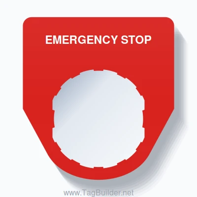 22mm Ring Tag – EMERGENCY STOP, Single-Line Traditional, Schneider ...