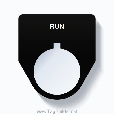 RUN Push Button Legend Plate – 22mm White on Black (Allen-Bradley ...