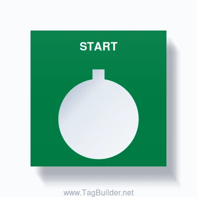 START Push Button Legend Plate – 22mm White on Green (Allen-Bradley)