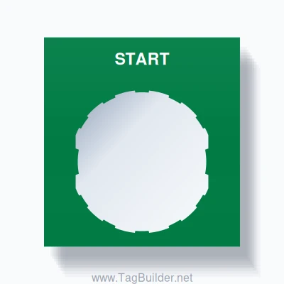 START Push Button Legend Plate – 22mm White on Green (Schneider Electric)