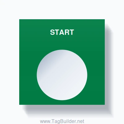 START Push Button Legend Plate – 22mm White on Green