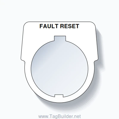 FAULT RESET Push Button Legend Plate – 30mm Black on White (Schneider ...