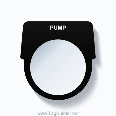 30mm Ring Tag – PUMP, Single-Line Harmony 9001K, White on Black ...