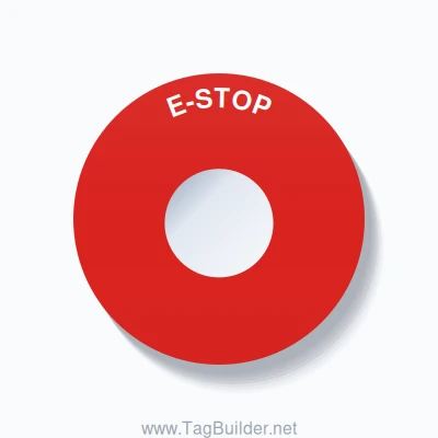 E-STOP Arc Circle 60mm - 22mm Standard Red - TagBuilder.net