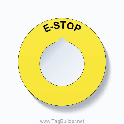E-STOP Arc Circle 60mm - 30mm Rockwell Yellow - TagBuilder.net
