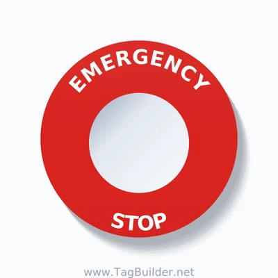 EMERGENCY STOP Arc Circle 60mm - 30mm Standard Red thumbnail
