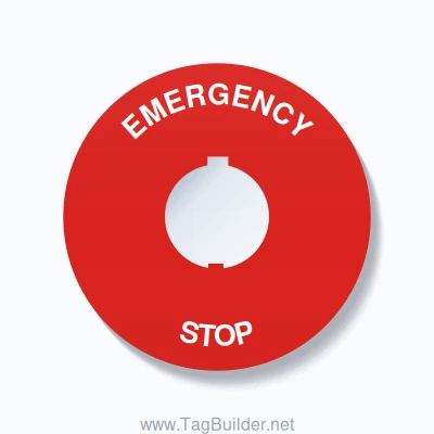 EMERGENCY STOP Arc Circle 90mm - 30mm Schneider Red - TagBuilder.net