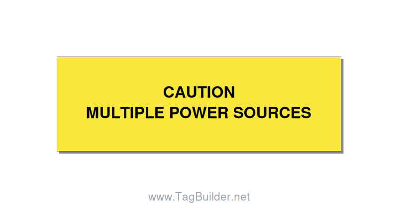 3.0x1.0" Caution Safety Label - CAUTION MULTIPLE POWER SO, Black/Yellow, Adhesiv