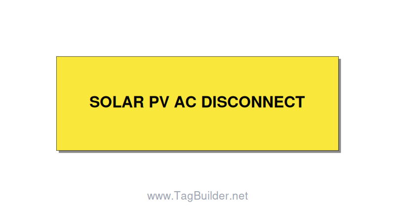 3.0x1.0" Disconnect Switch Label - SOLAR PV AC DISCONNECT, Black/Yellow, Adhesiv